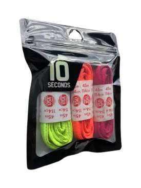 10 Seconds ® Reflexall ® Athletic Oval Laces |  Neon Yellow/Hot Red/Fuschia Reflective Multi-Pack