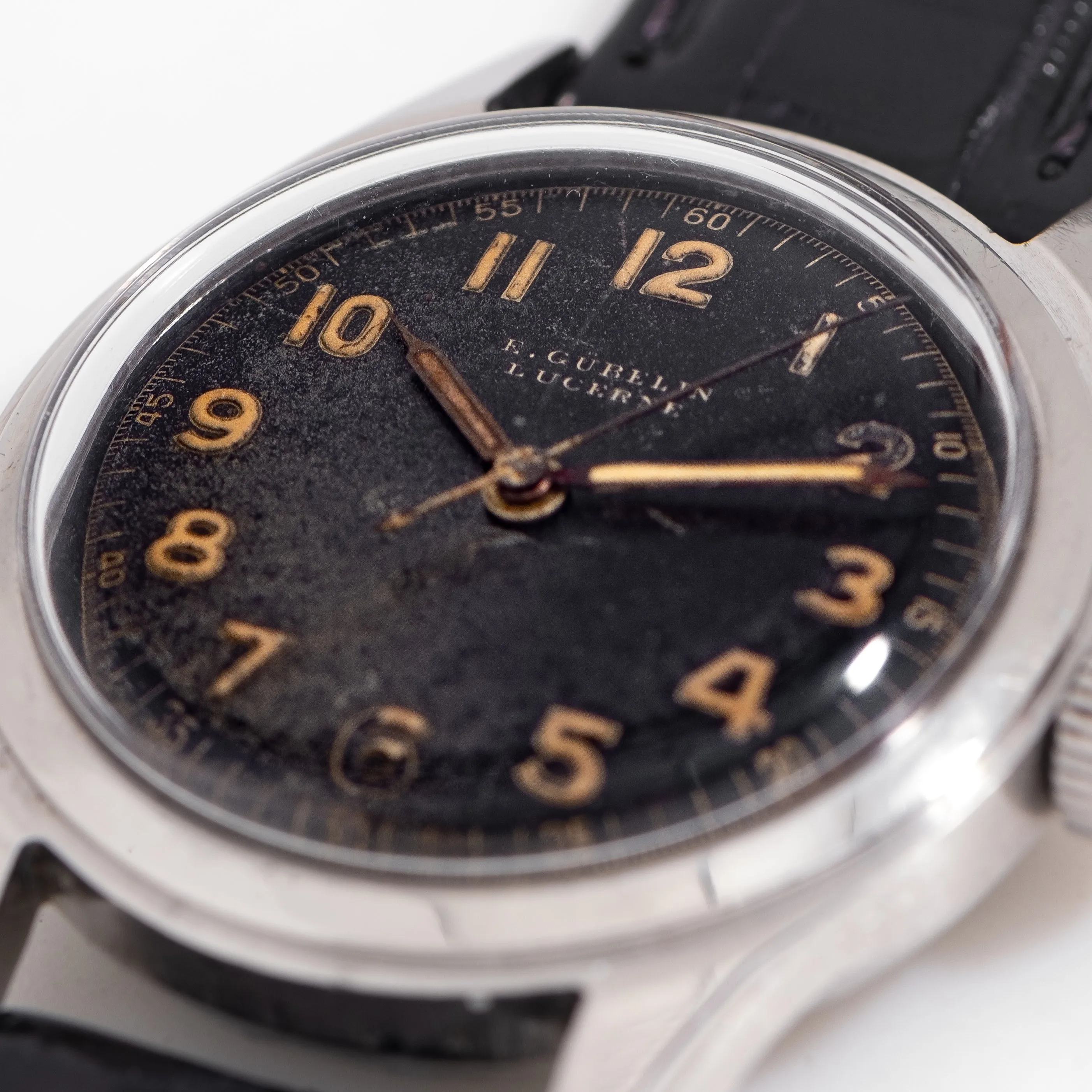 1940's Era Vintage Gubelin-Lucerne Military-Style Stainless Steel Watch (# 14737)
