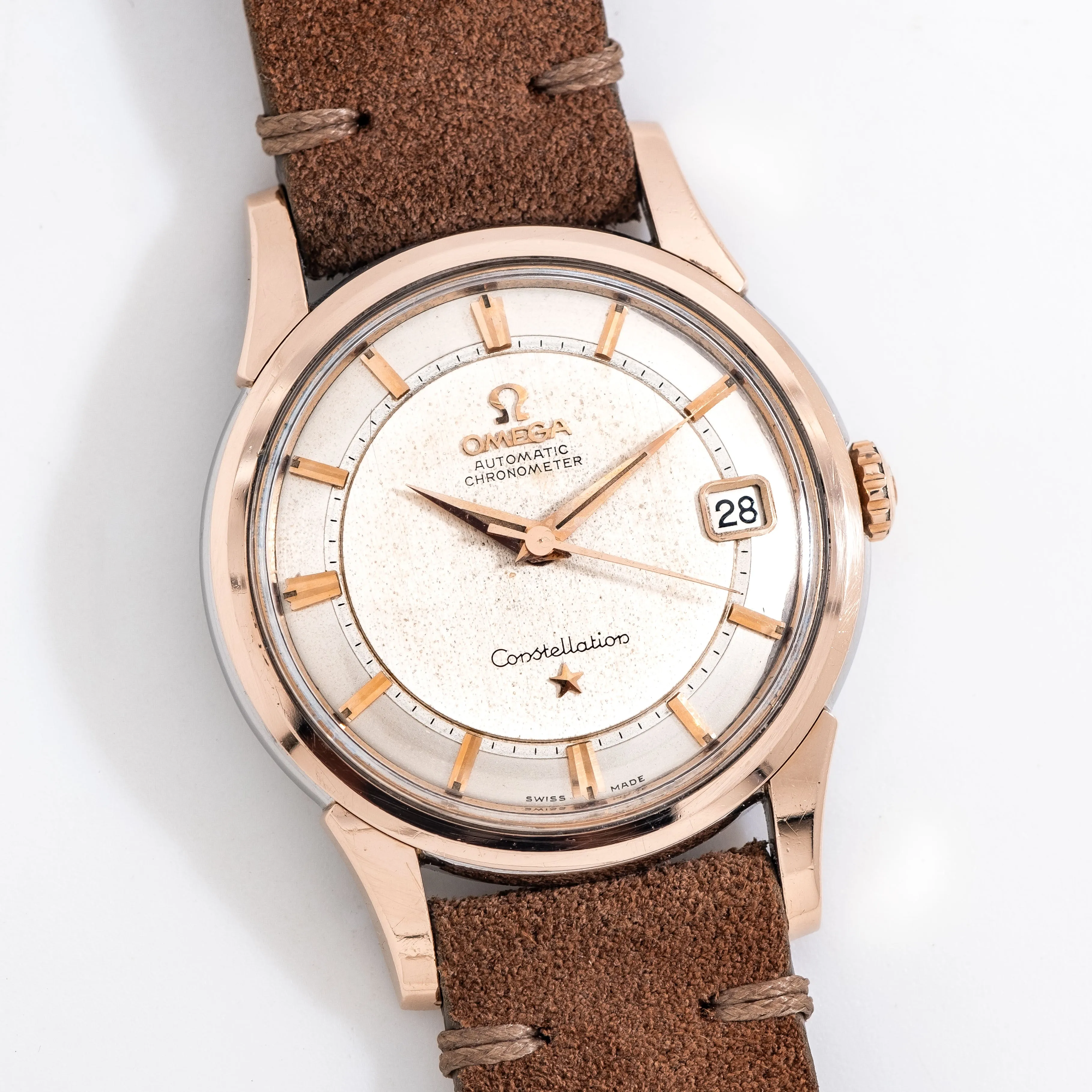 1959 Vintage Omega Constellation Date Ref. 14393 1 SC in 14k Rose Gold Cap Over Stainless Steel (# 14497)