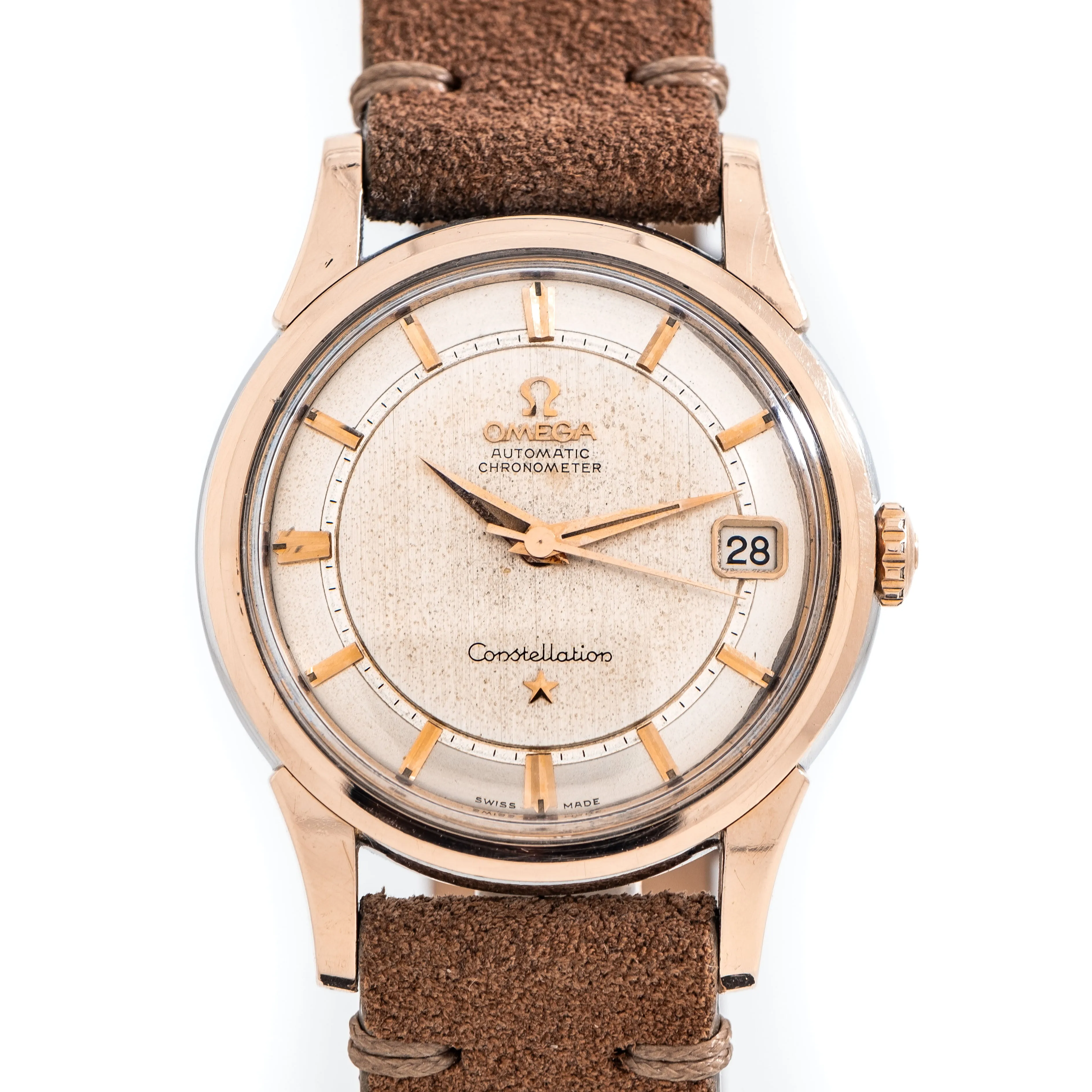 1959 Vintage Omega Constellation Date Ref. 14393 1 SC in 14k Rose Gold Cap Over Stainless Steel (# 14497)