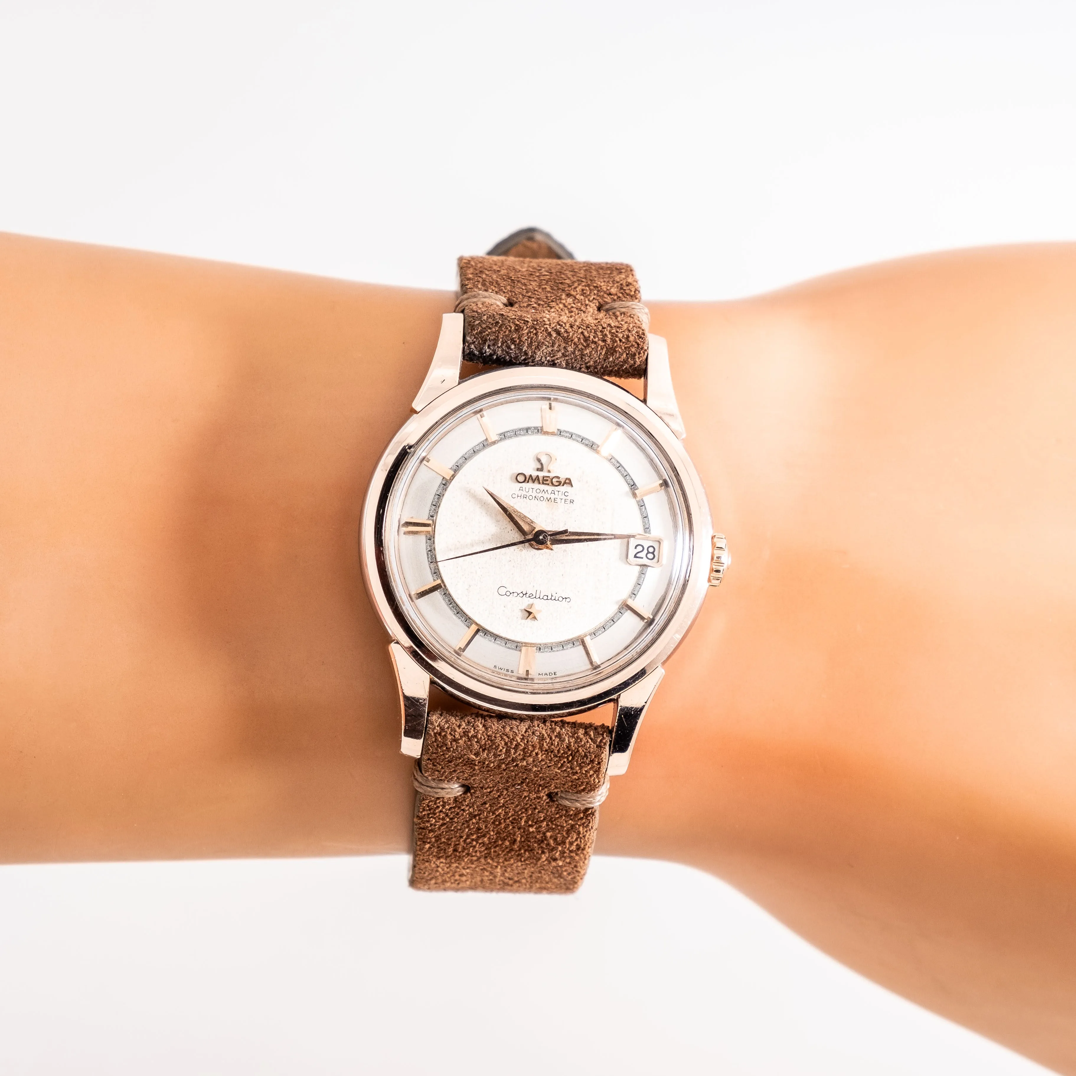 1959 Vintage Omega Constellation Date Ref. 14393 1 SC in 14k Rose Gold Cap Over Stainless Steel (# 14497)