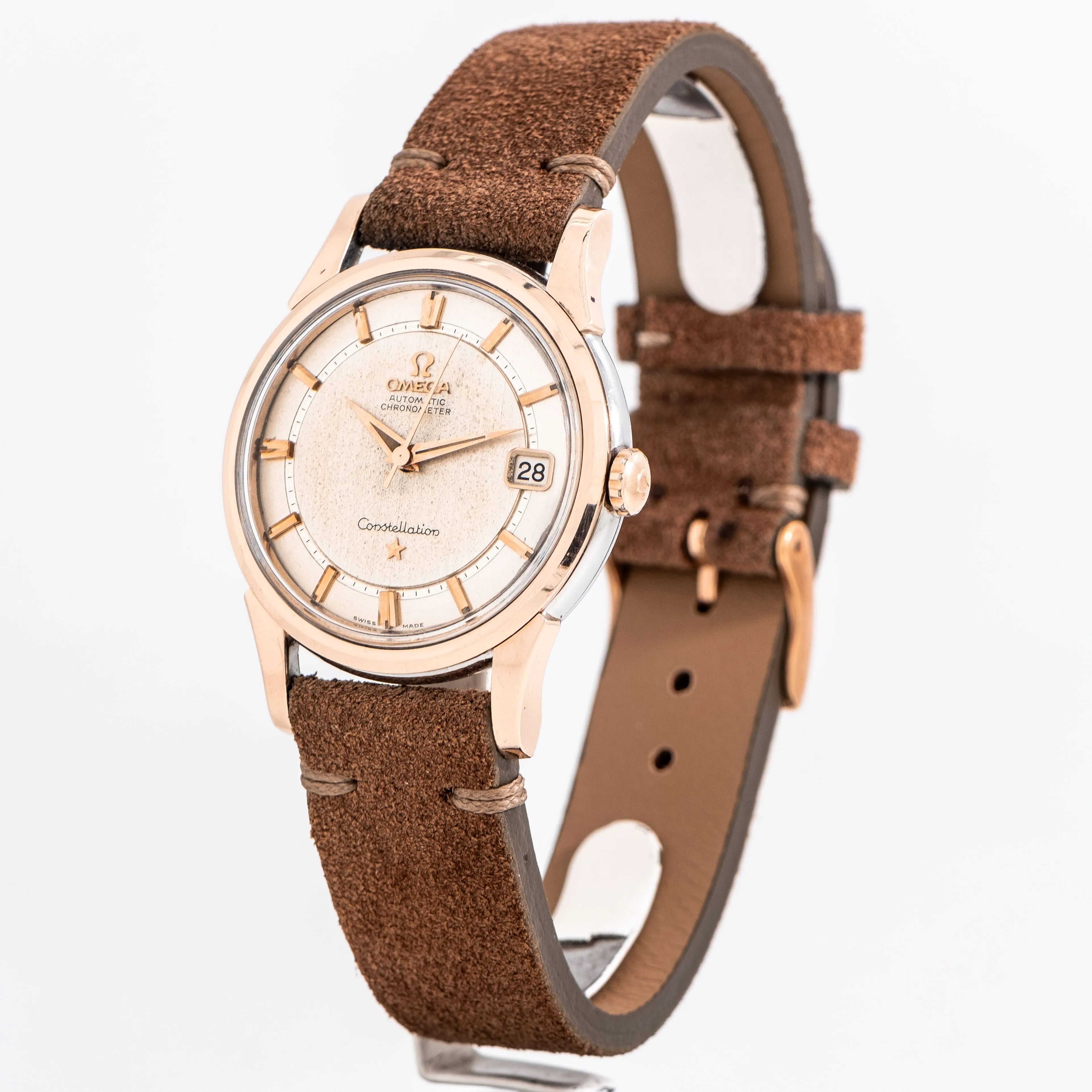 1959 Vintage Omega Constellation Date Ref. 14393 1 SC in 14k Rose Gold Cap Over Stainless Steel (# 14497)