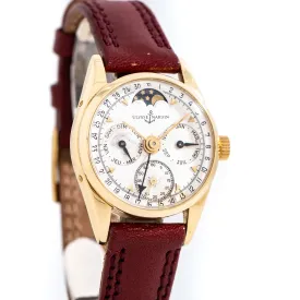 1980's Vintage Ulysse Nardin Triple Date Moonphase Ladies Sized Watch in 18k Yellow Gold (# 14770)