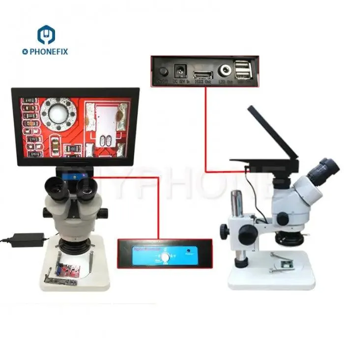 7-45X Integrated Trinocular Microscope with 10.6 inch Display Screen