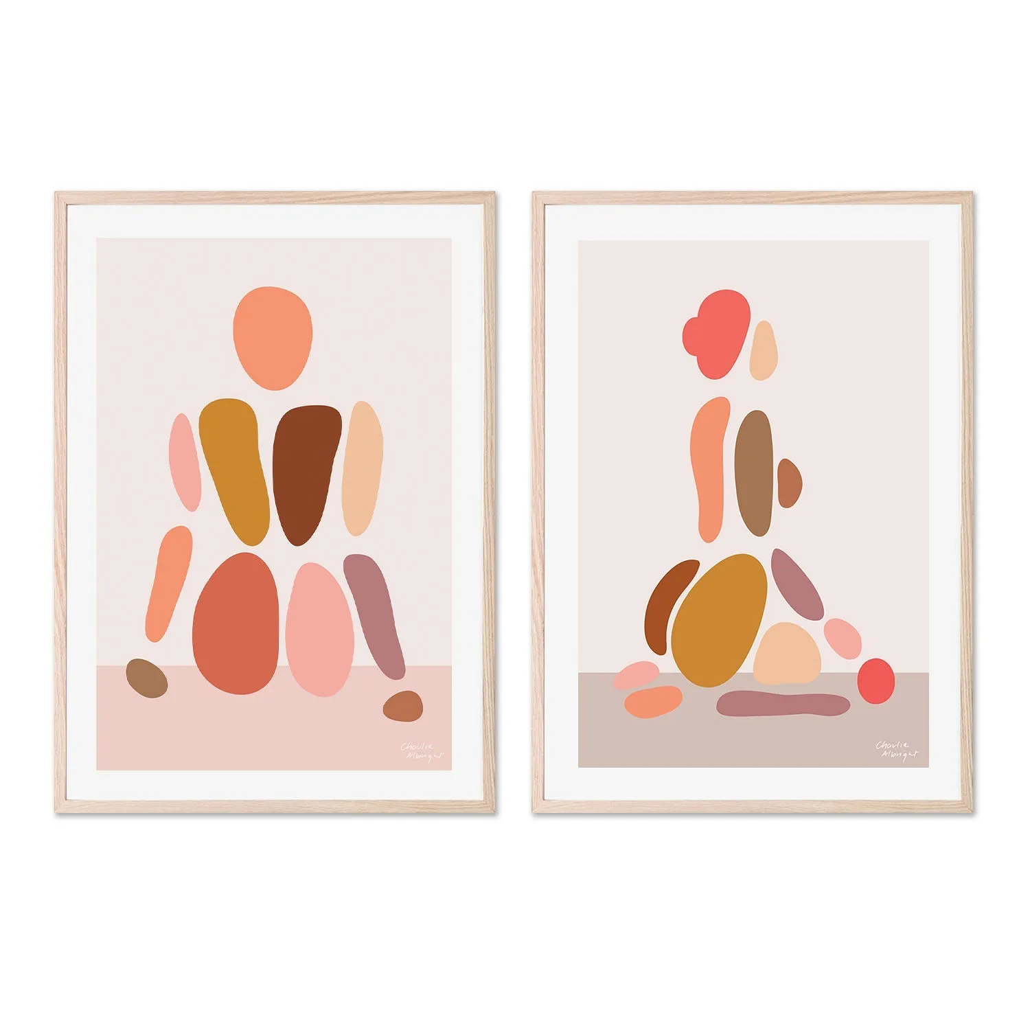 Abstract Female Figure, Style A & E, Set Of 2 , By Charlie