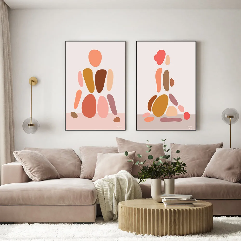 Abstract Female Figure, Style A & E, Set Of 2 , By Charlie