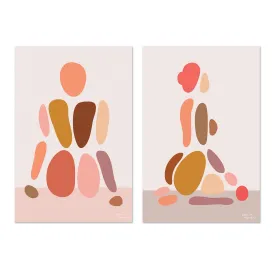Abstract Female Figure, Style A & E, Set Of 2 , By Charlie