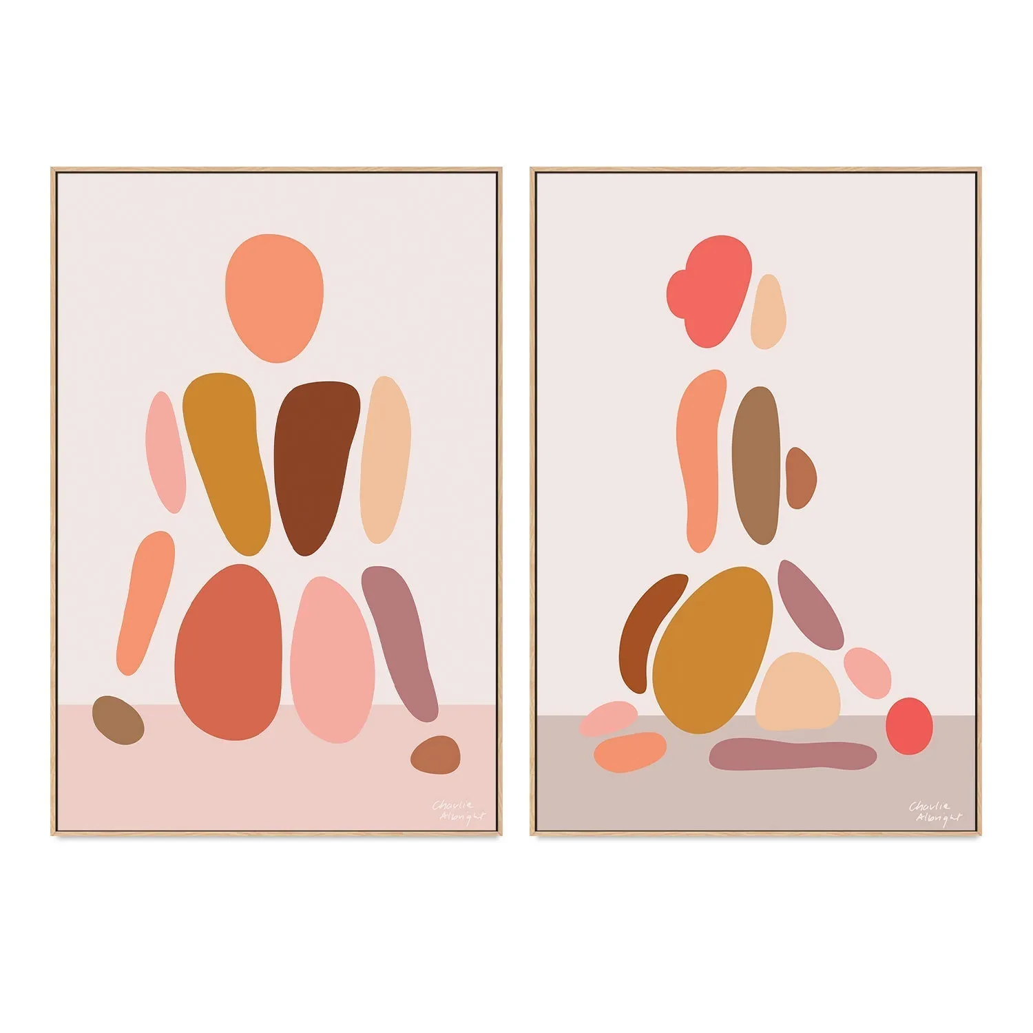 Abstract Female Figure, Style A & E, Set Of 2 , By Charlie