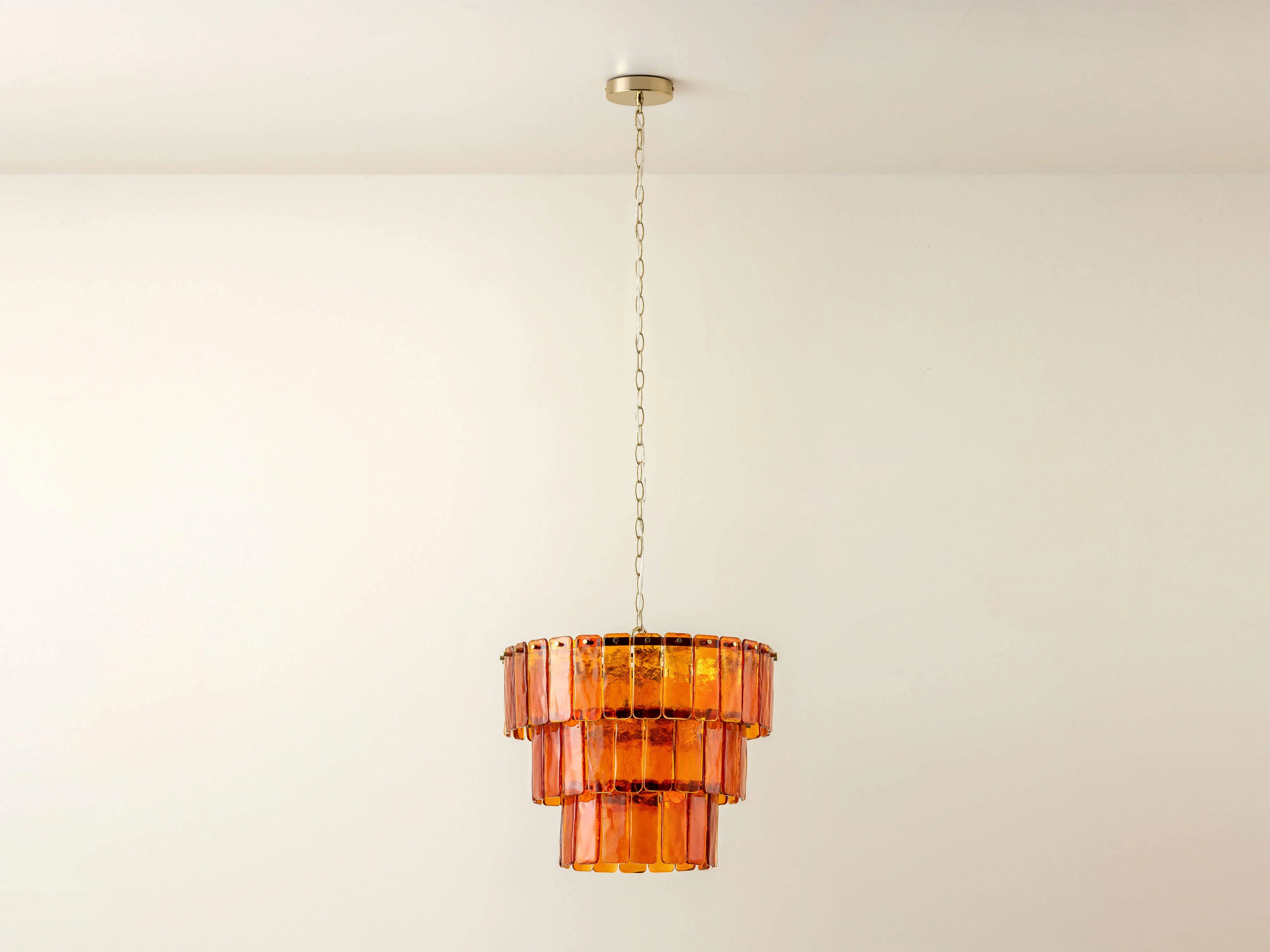 Amber glass 3 tiered chandelier