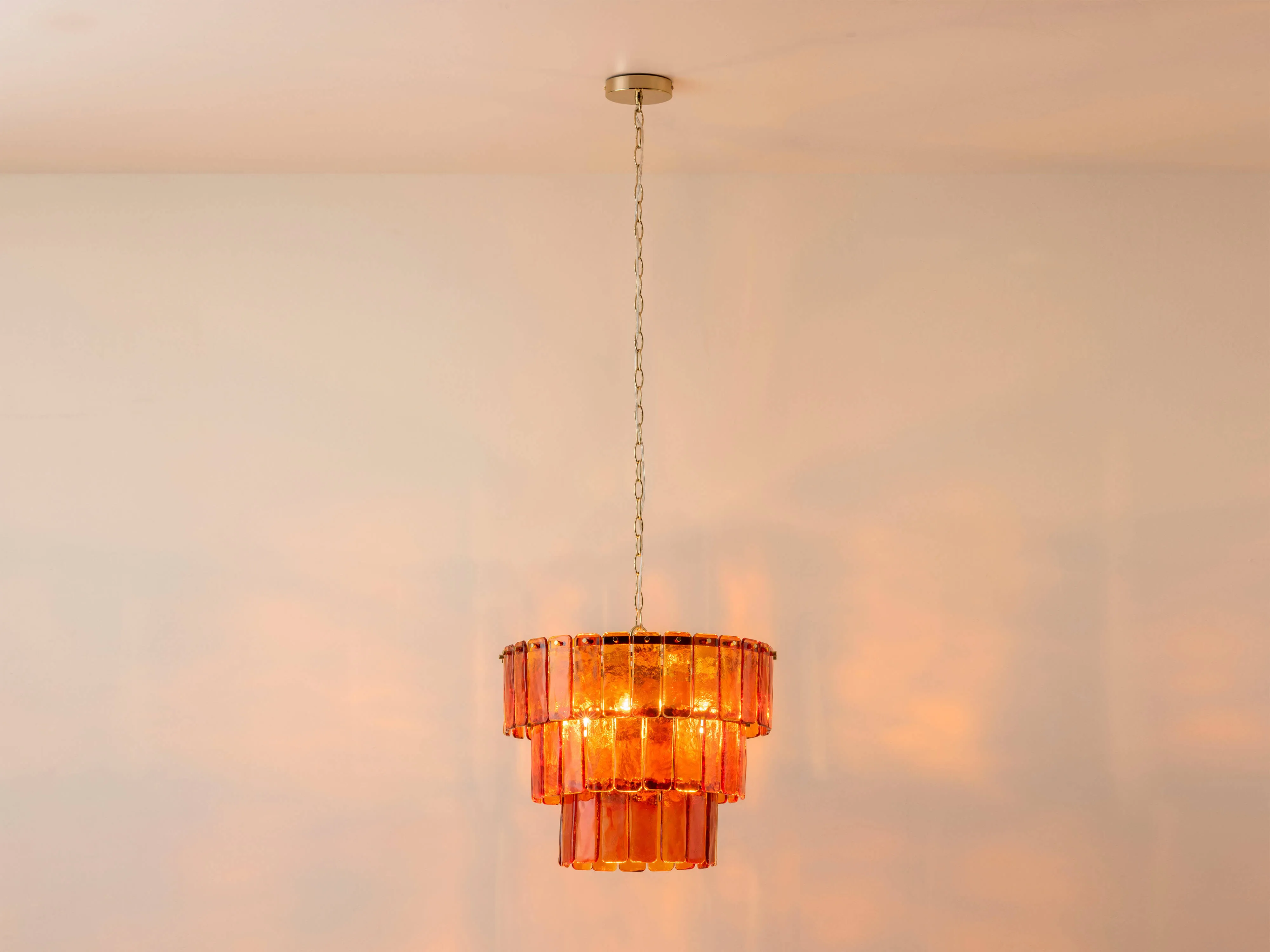 Amber glass 3 tiered chandelier