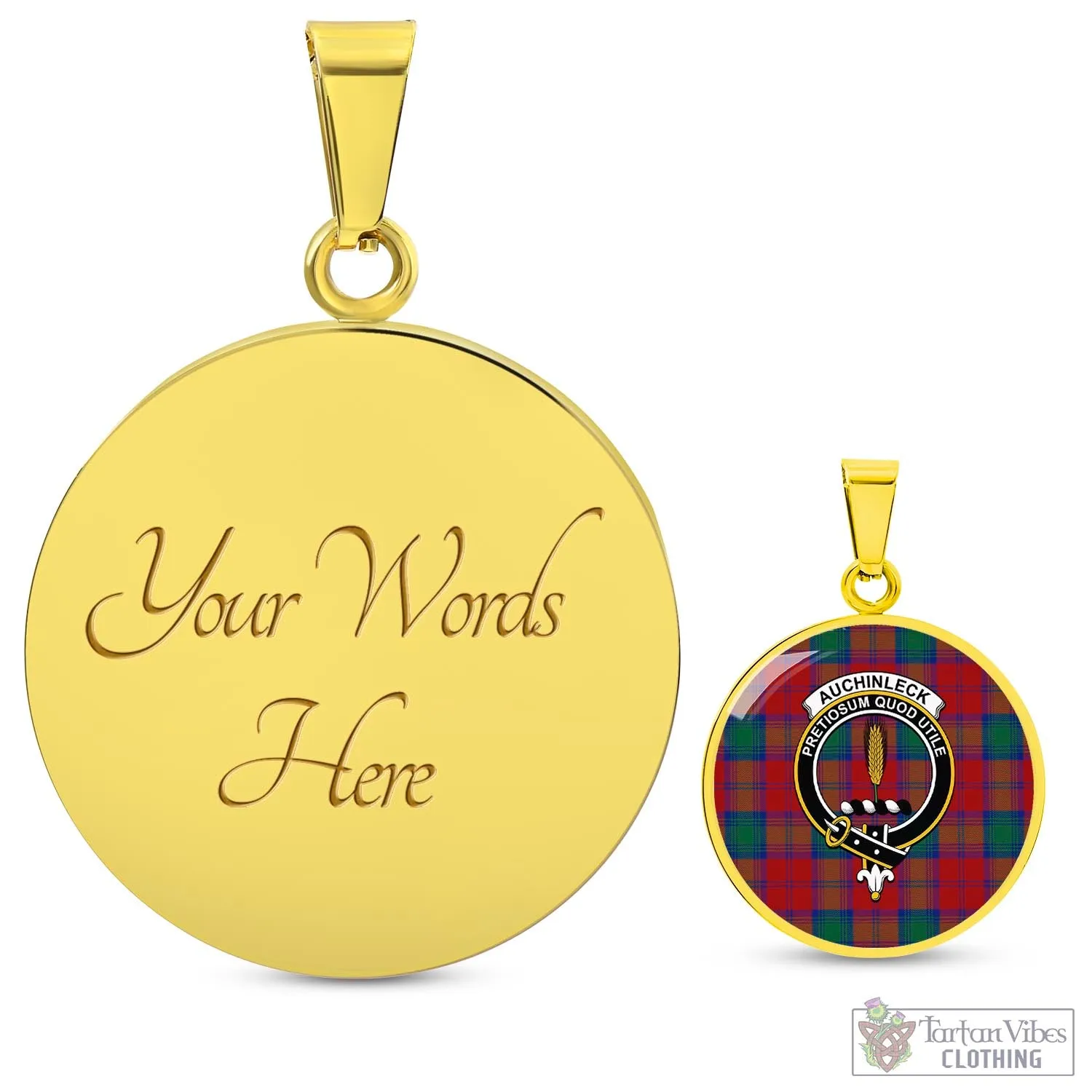 Auchinleck (Affleck) Tartan Circle Necklace with Family Crest