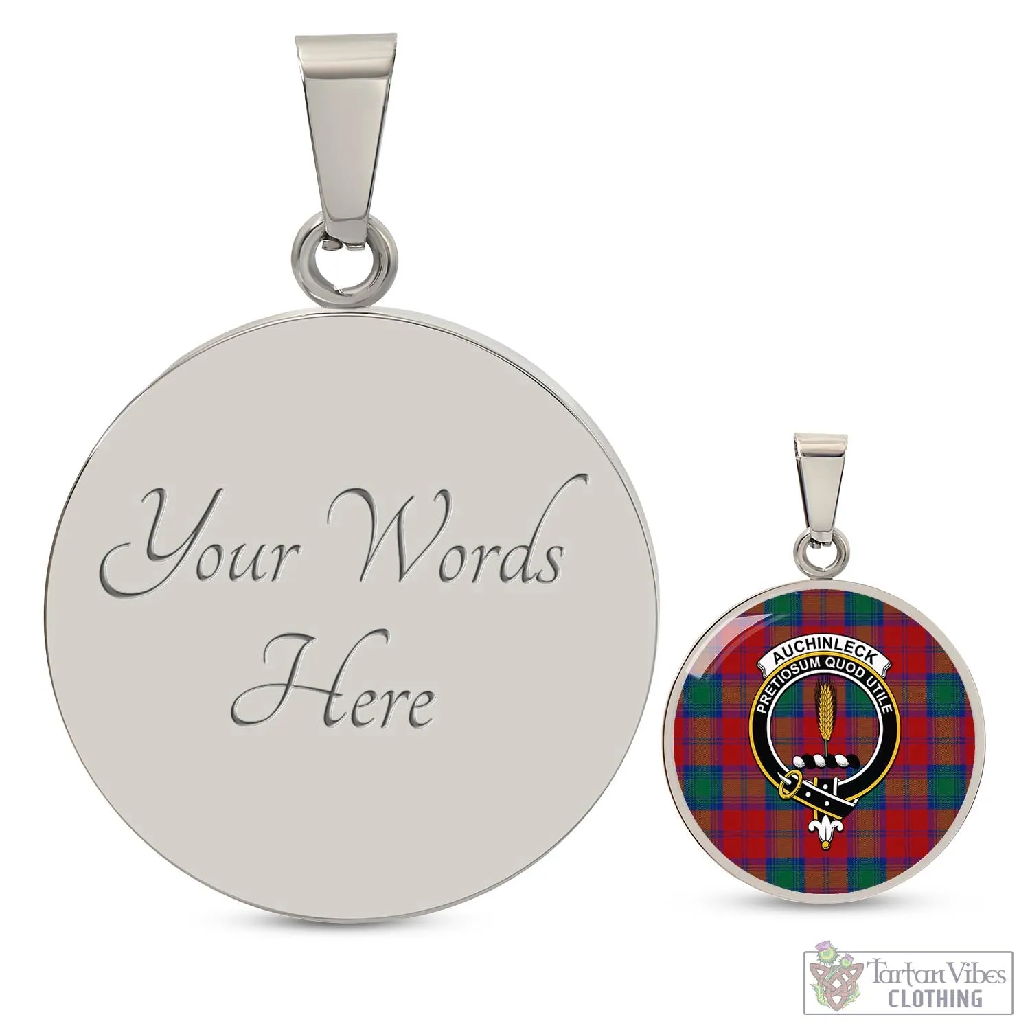 Auchinleck (Affleck) Tartan Circle Necklace with Family Crest
