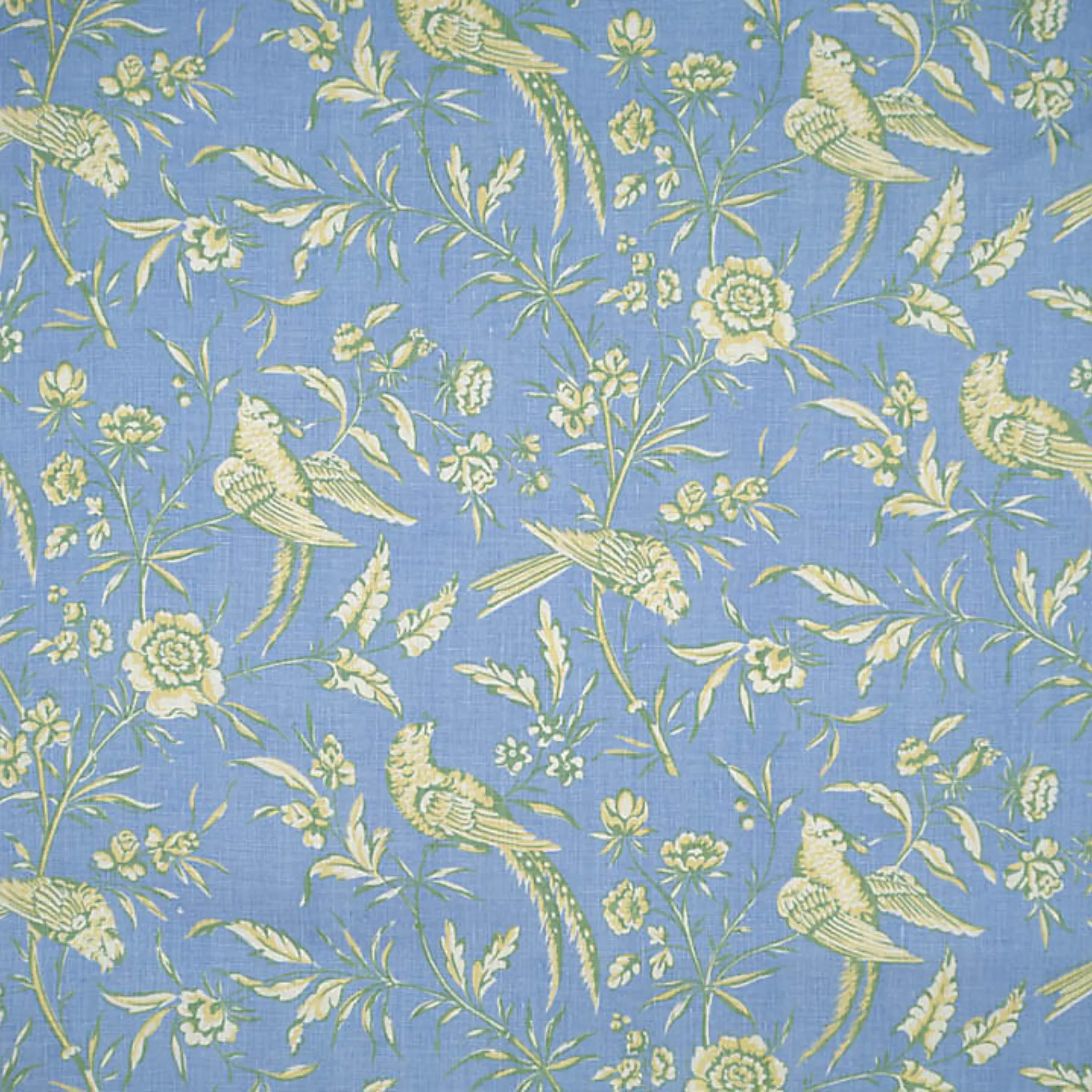 Aviary Linen Fabric in Sky Blue