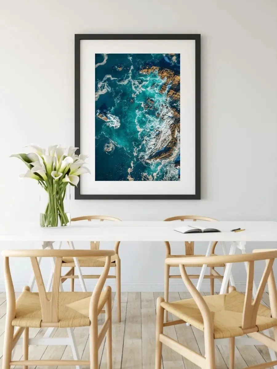 Birds Eye View - Aerial Ocean Art Print Stretched Canvas Wall Art