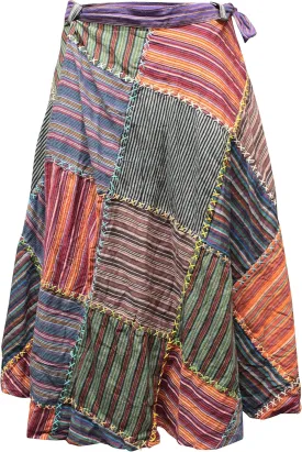 Boho Wrap Skirt for Women - Handmade Colourful Cotton Long Skirt,Hippie Festival Clothing Multicoloured