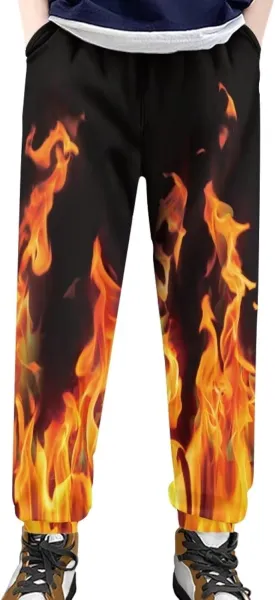 Boys' Pants Athletic Sweatpants Funny Jogger Pants Casual for Kids Youth Sports Pants for Boy 4-15Y with Pockets