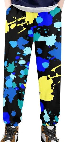 Boys' Pants Athletic Sweatpants Funny Jogger Pants Casual for Kids Youth Sports Pants for Boy 4-15Y with Pockets