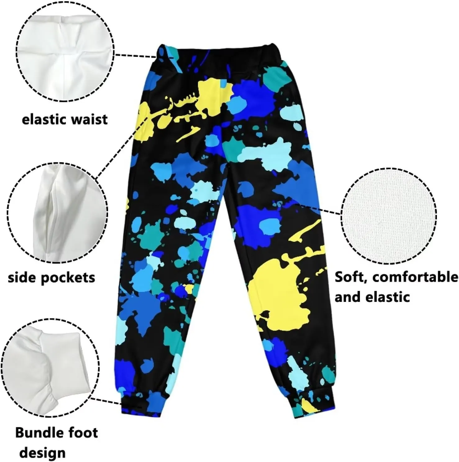 Boys' Pants Athletic Sweatpants Funny Jogger Pants Casual for Kids Youth Sports Pants for Boy 4-15Y with Pockets