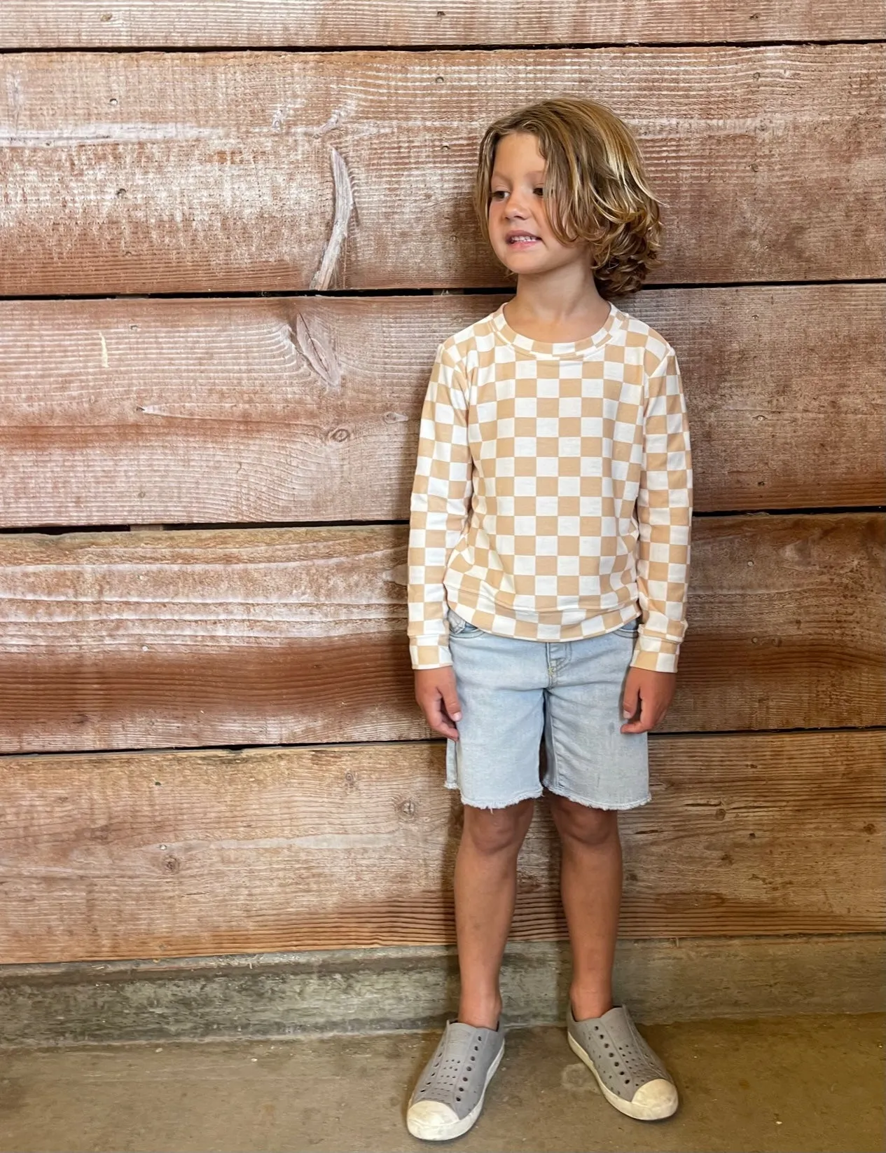 Brokedown Clothing Kid's Rust Check Sweatshirt
