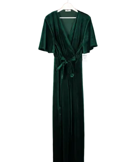 Buff Clothing Green Velvet Belted Jumpsuit UK L