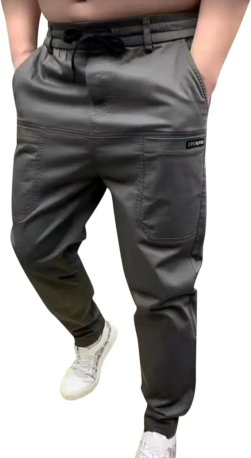 Cargo Joggers for Men Elastic Waist Stretch Lightweight Hiking Sweatpants Summer Casual Sports Trousers with Pockets