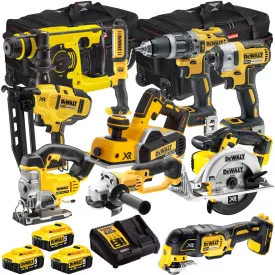 Dewalt 18V 10 Piece Power Tool Kit with 3 x 5.0Ah Battery & Charger T4TKIT-925