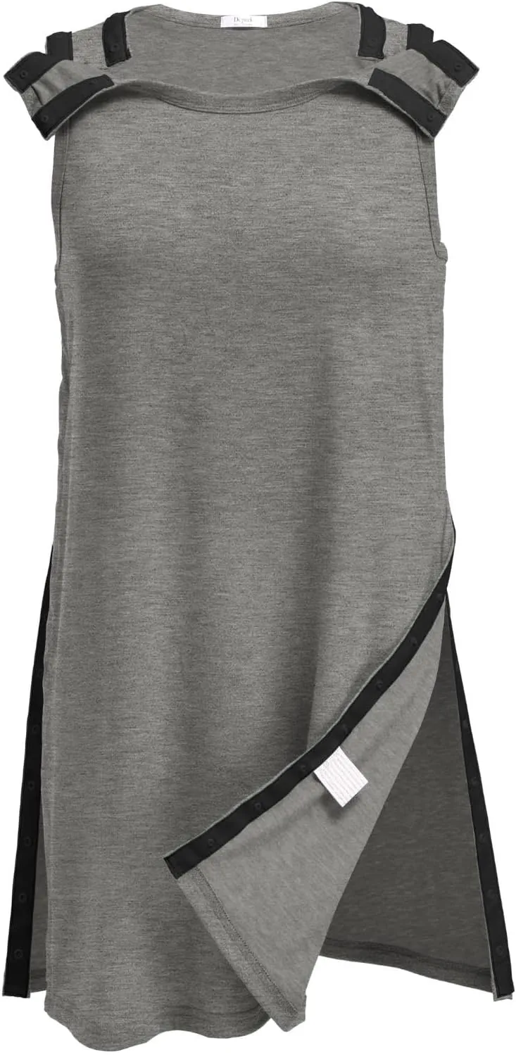 Deyeek Women's Post Shoulder Surgery Dress Full Tear Away Sleeveless Tank Dress After Rotator Cuff Adaptive Clothing