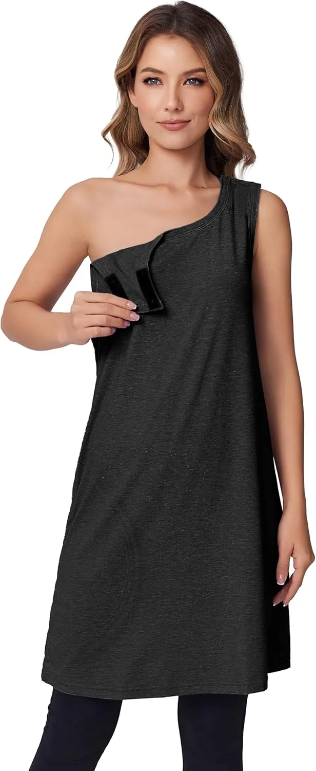 Deyeek Women's Post Shoulder Surgery Dress Full Tear Away Sleeveless Tank Dress After Rotator Cuff Adaptive Clothing