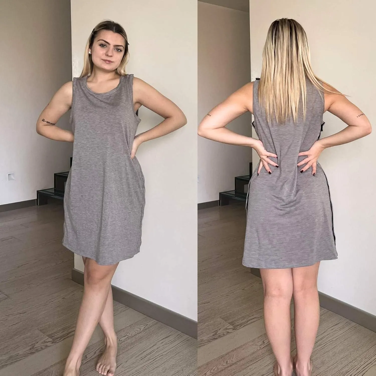 Deyeek Women's Post Shoulder Surgery Dress Full Tear Away Sleeveless Tank Dress After Rotator Cuff Adaptive Clothing