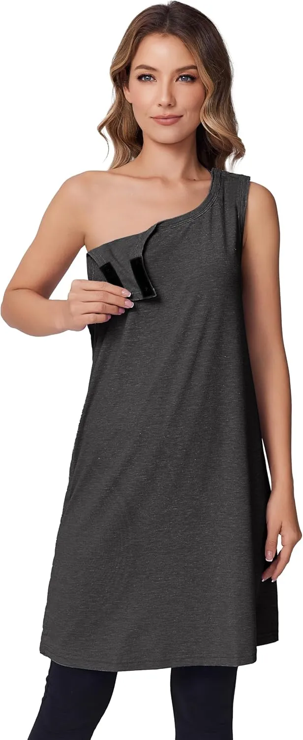 Deyeek Women's Post Shoulder Surgery Dress Full Tear Away Sleeveless Tank Dress After Rotator Cuff Adaptive Clothing