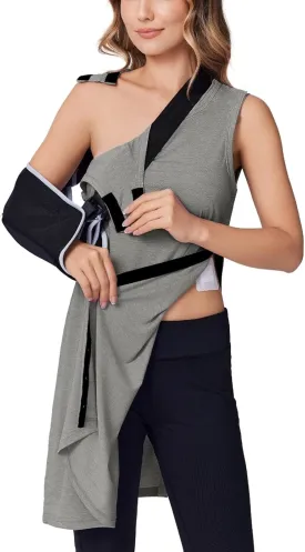 Deyeek Women's Post Shoulder Surgery Dress Full Tear Away Sleeveless Tank Dress After Rotator Cuff Adaptive Clothing