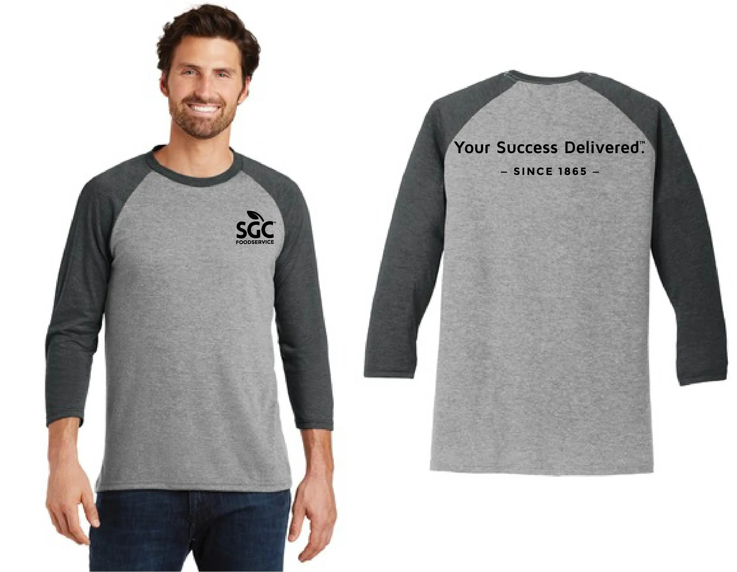 District Made Men's Perfect Tri 3/4 Sleeve Raglan Shirt - DM136