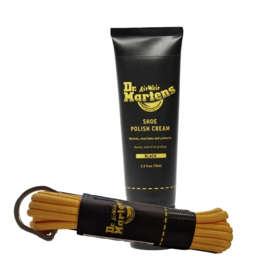 Dr Martens Polish Black Plus 8-Up Yellow Laces