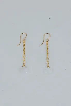 Fancy Drop Chain Earrings - Moonstone