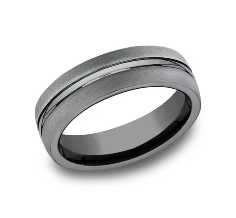 Forge Tantalum 6.5mm Powder Coated Finish Center Cut Design Ring