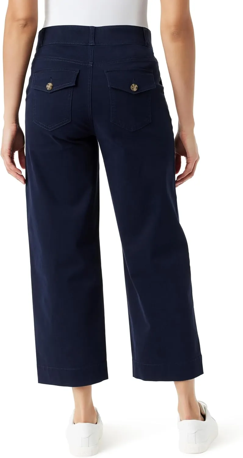 Gloria Vanderbilt Women's Shape Effect Pull on High Rise Wide Leg Crop Standard