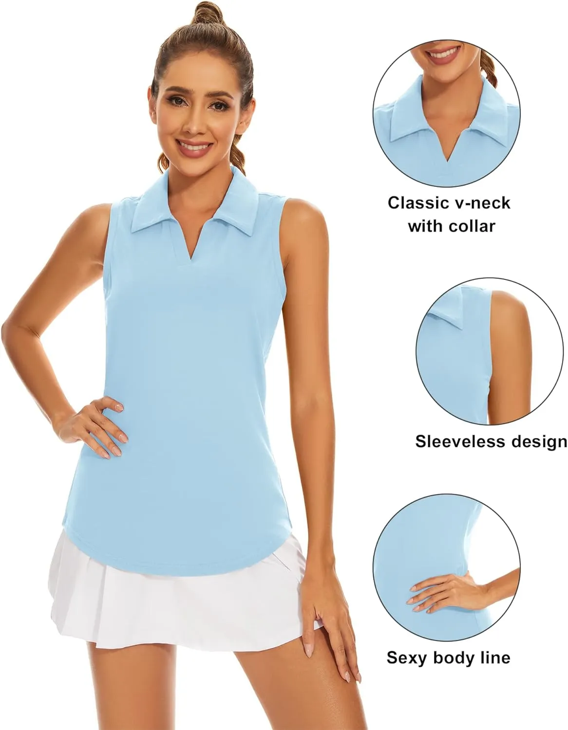 Ivicoer Womens Golf Shirt Polo Short Sleeve,Sleeveless,Long Sleeve Tennis Collared Top Athletic Clothes for Ladies