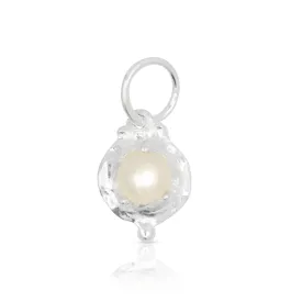 June Pearl Silver Birthstone Necklace Charm
