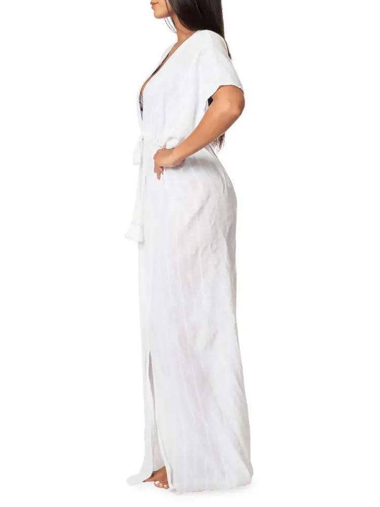La Moda Clothing striped maxi dress, white