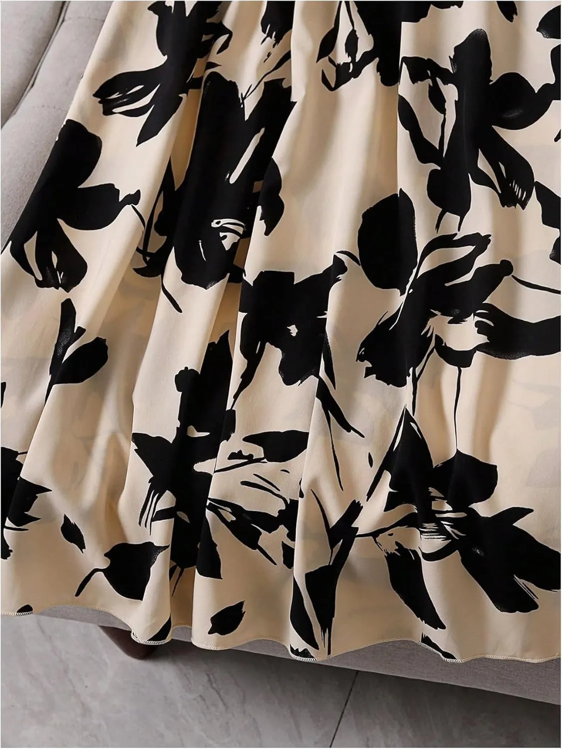 MakeMeChic Women's Floral Print Elastic Waist Ruffle Hem A Line Summer Midi Skirt