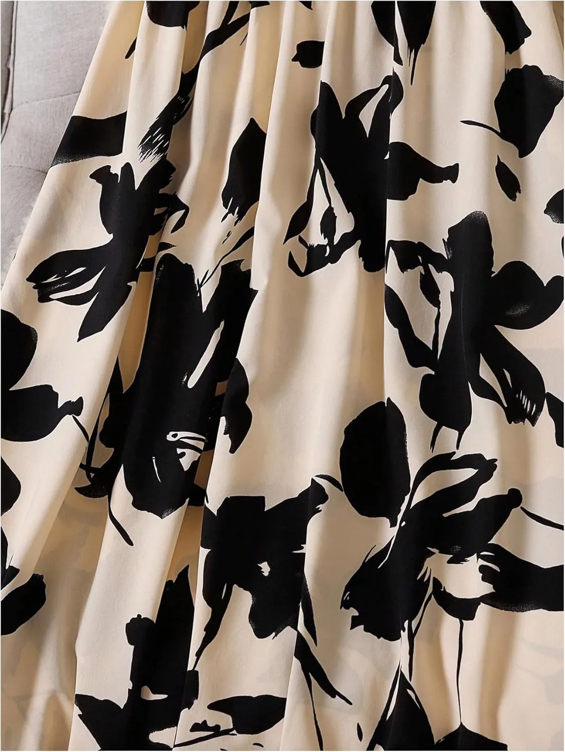 MakeMeChic Women's Floral Print Elastic Waist Ruffle Hem A Line Summer Midi Skirt