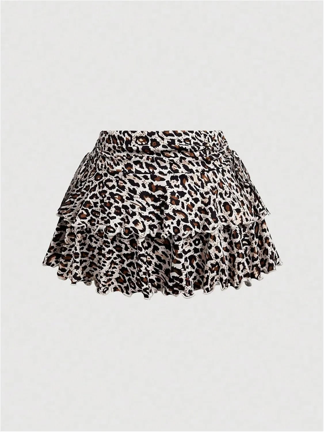 MakeMeChic Women's Plus Size Ruffle Tiered Short Skirt Drawstring Ruched A Line Flared Mini Skirts