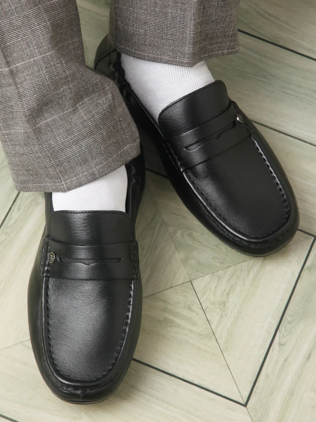 Men's Black Moc Toe Casual Loafer (ID1169)