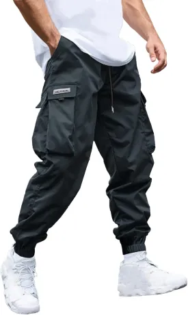 Mens Cargo Joggers Pants Elastic Waist Drawstring Baggy Sweatpants Techwear Pants for Men