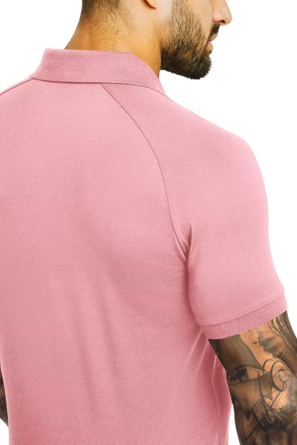 Men's Polo Shirts Short Sleeve Golf Shirts Casual Polo Muscle Athletic Fit Stretch Workout Collared Shirt