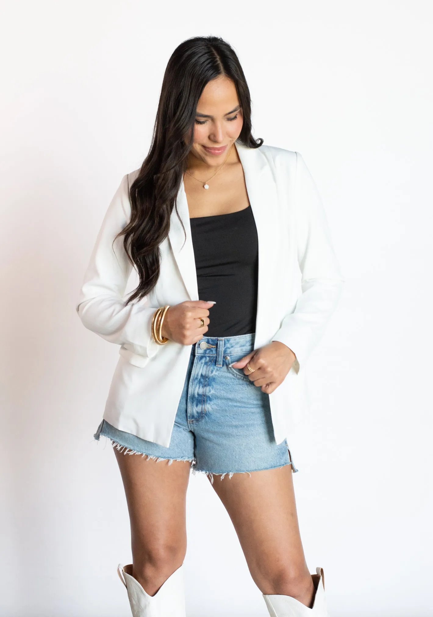Nothing New White Knit Blazer