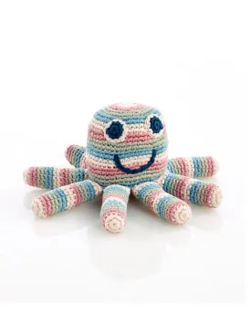 Octopus Crochet Fair Trade Rattle Toy - Soft Stripes