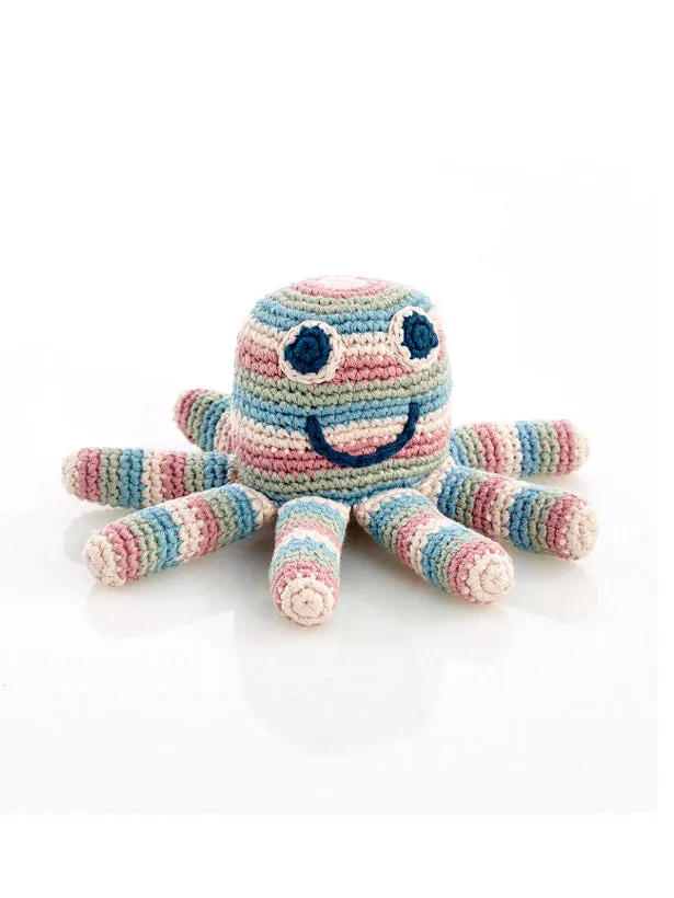 Octopus Crochet Fair Trade Rattle Toy - Soft Stripes