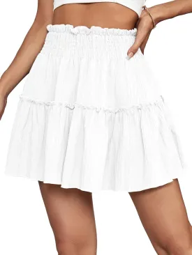 OPOIPIN Women's Summer Cute High Waist Ruffle Skirt Swing Beach Mini Skirt