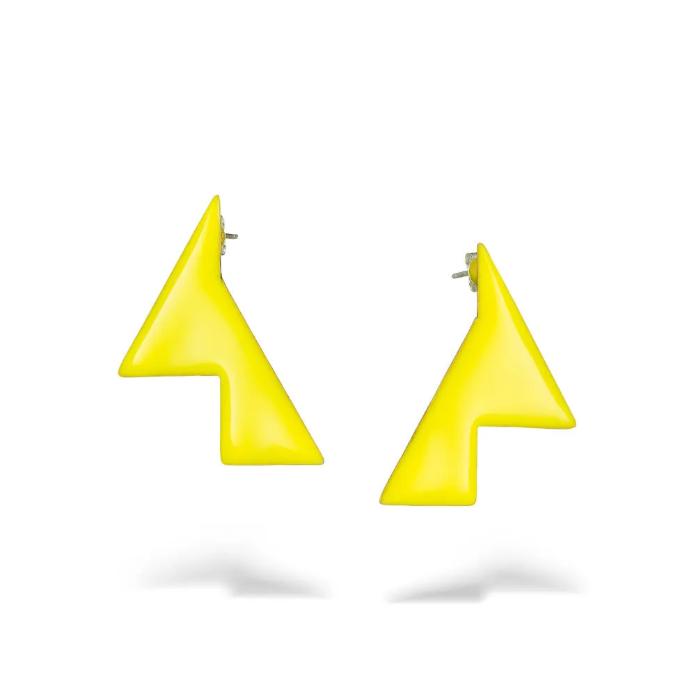 Shard - earrings with enamel - yellow